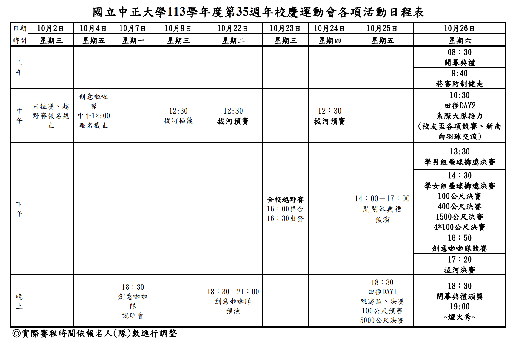 35週年校慶運動會活動